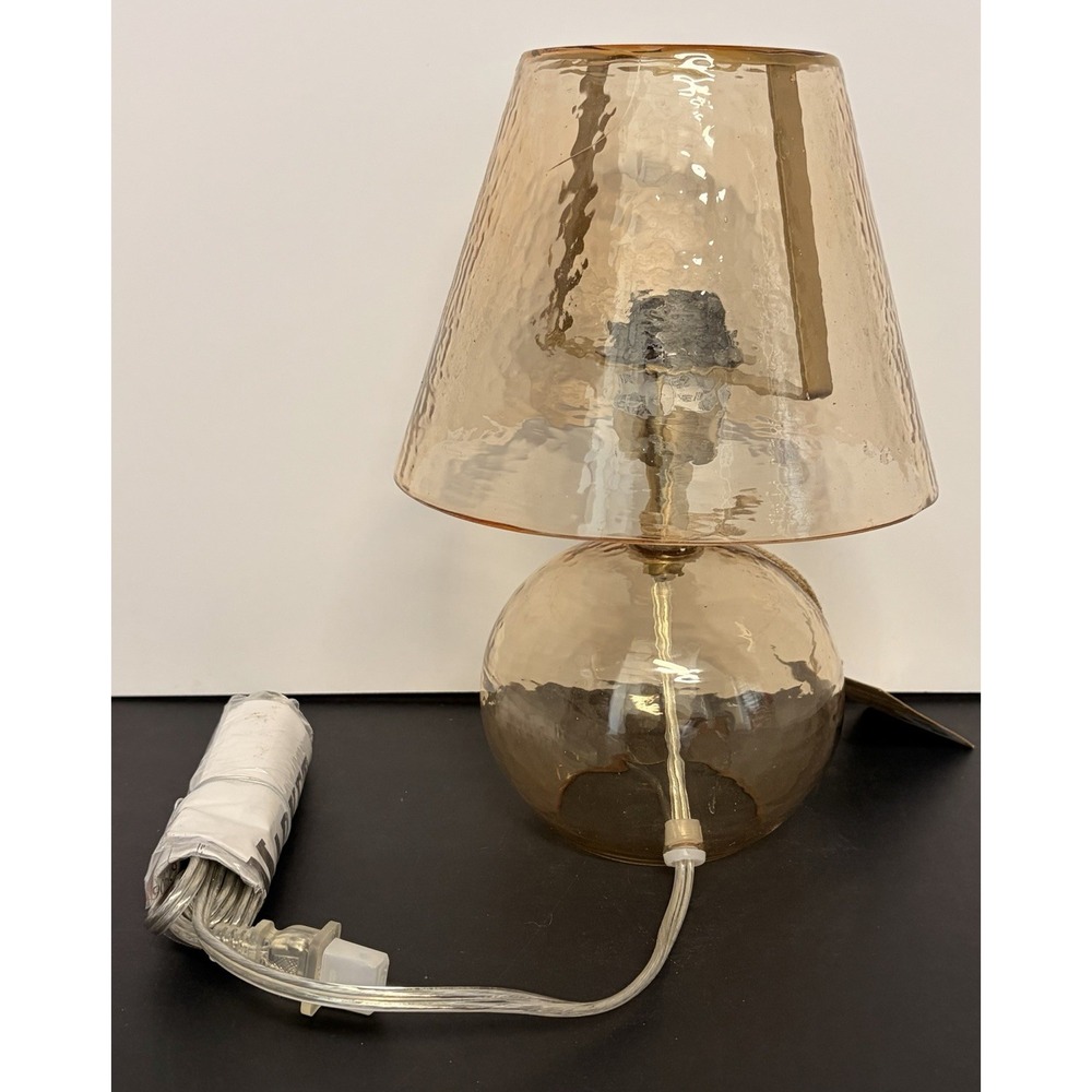 Becca Amber Textured Glass 12" Table Lamp - Brass Hardware, World Market READ! - Picture 6 of 11